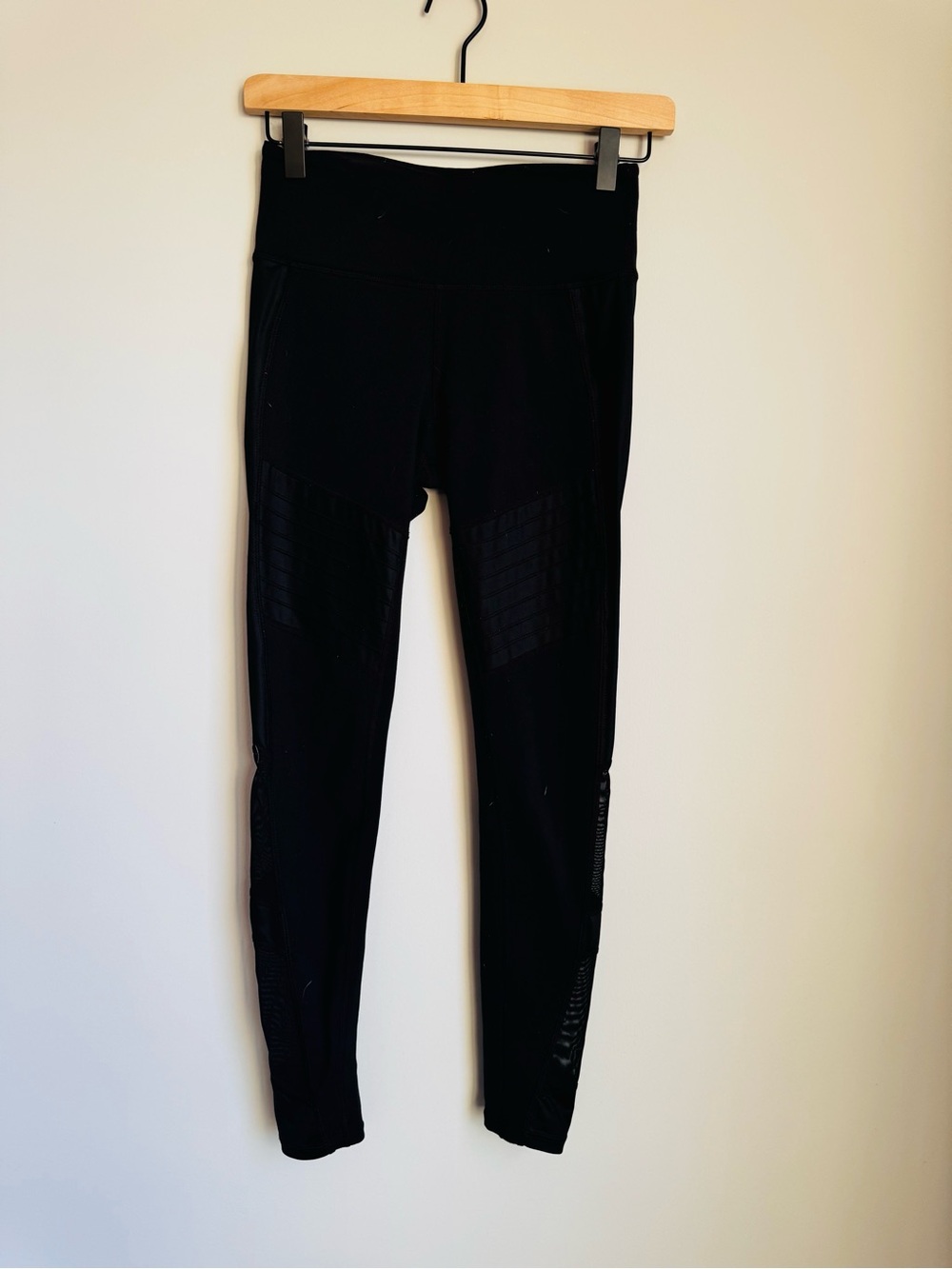 Athleta Black Moto Mesh Leggings Athletic Yoga Gym